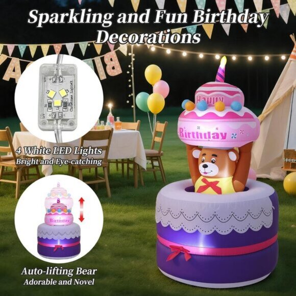 ⚡6FT Christmas Inflatables Lifting Bear LED Light Yard Outdoor Decorations - Picture 3 of 7